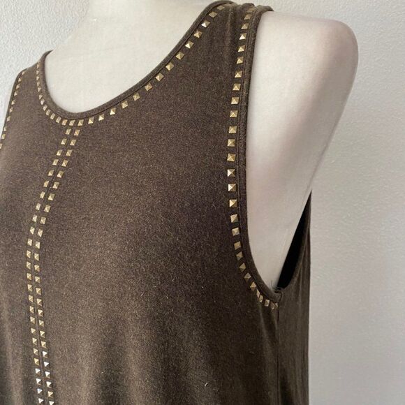 Vince Camuto Black Stud Embellished Tunic Shirt Keyhole SZ M - Picture 7 of 8